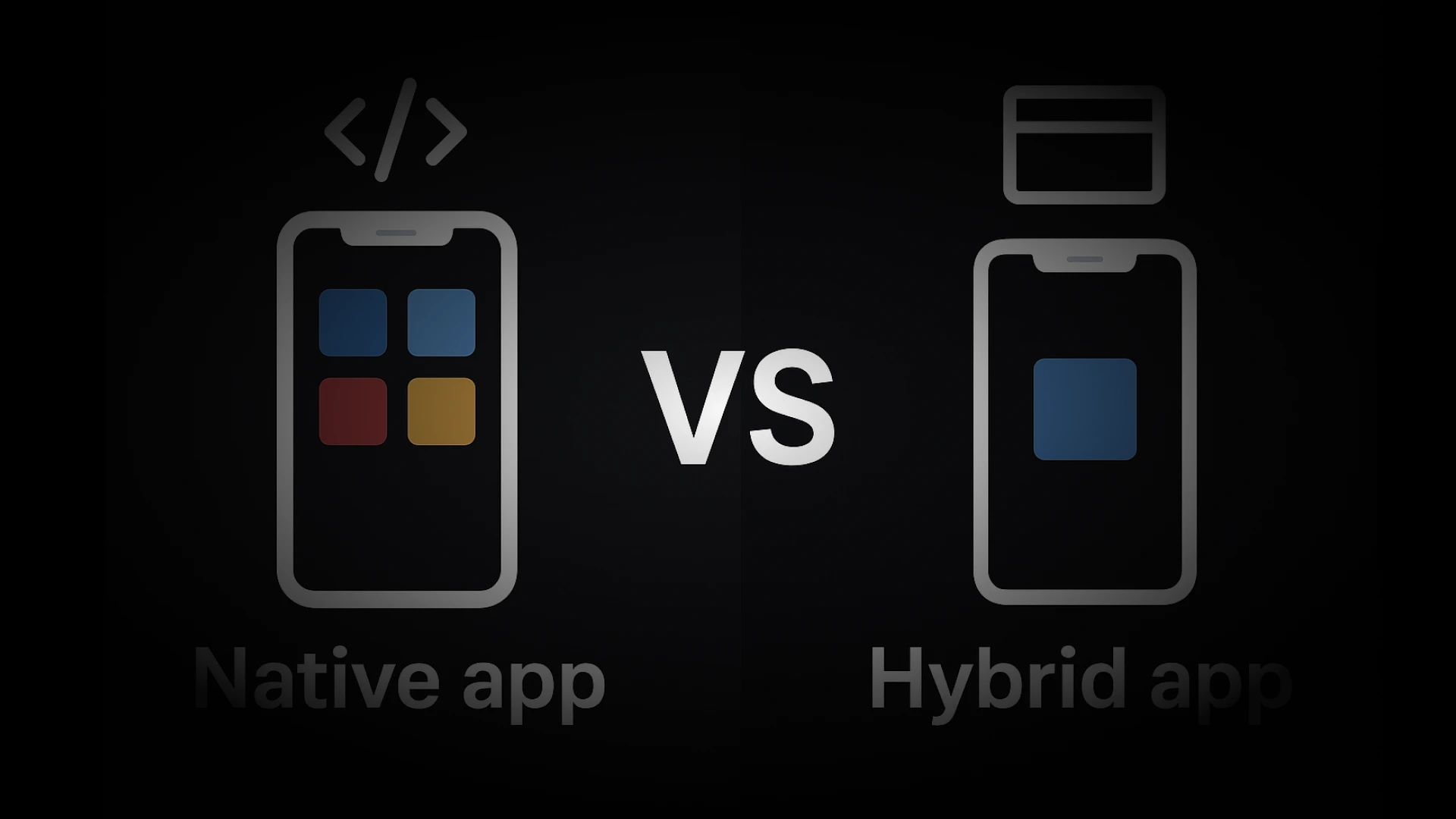 Side-by-side comparison of native vs hybrid mobile app development